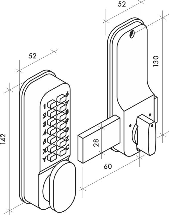 Image du produit Thirard Verrou à combinaison mécanique en applique pour porte intérieure, 8 chiffres ou lettres, chromé mat
