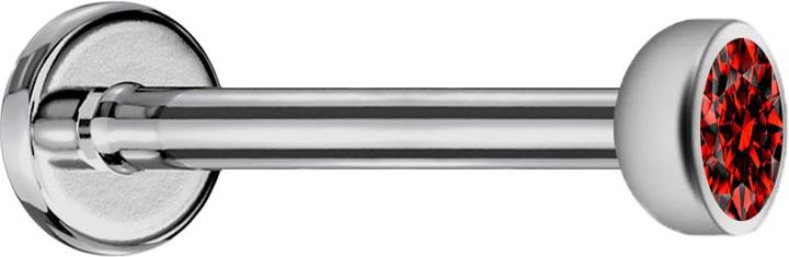 Produktbild Star Piercing Micro Labret Innengewinde silber mit Halbkugel Kristall rot (Organisch, Chirurgenstahl 316L, Titan G23)
