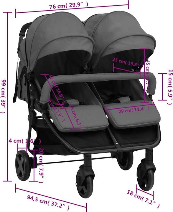 Produktbild VidaXL Geschwisterwagen