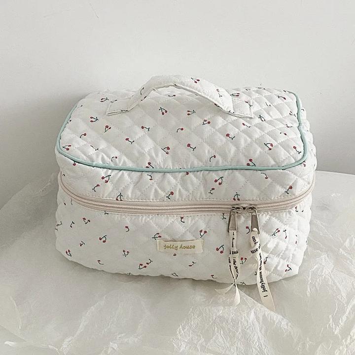Produktbild Only-Bags.Store Cute Quilting Baumwolle Make-up Tasche Reissverschluss Kosmetik Veranstalter Tuch Handtasche Box