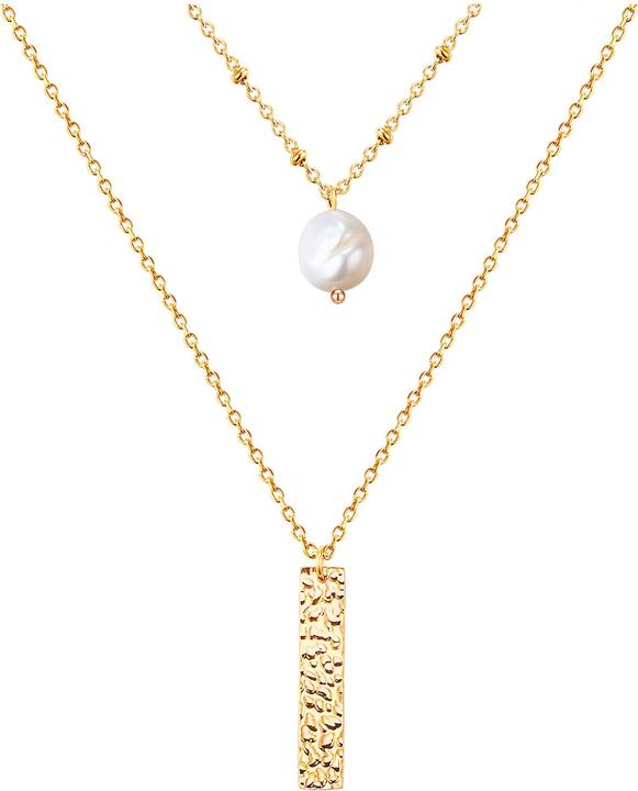 Valero Pearls Damen Edelstahl Süsswasser-Zuchtperle gelbgold 38,0/40,0 cm Basiskette + 5,0 cm Verläng - 24311 (Edelstahl, 40 - 45 cm)
