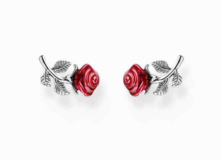 Actual product image Thomas Sabo Roses Romance stud earrings (925 silver, Enamel)