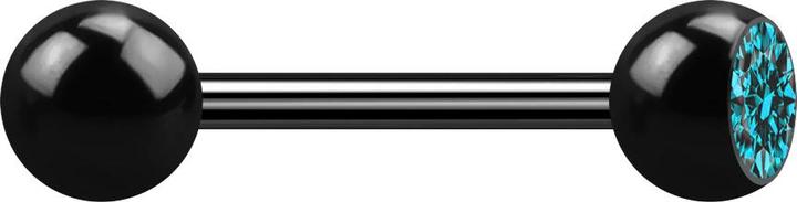 Image du produit Star Piercing Barbell noir avec boule et boule de cristal aqua (Acier chirurgical 316L, sans laiton)