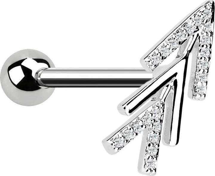 Produktbild Star Piercing Micro Barbell silber dreifach Pfeil mit Kristallen (Chirurgenstahl 316L, Messing)