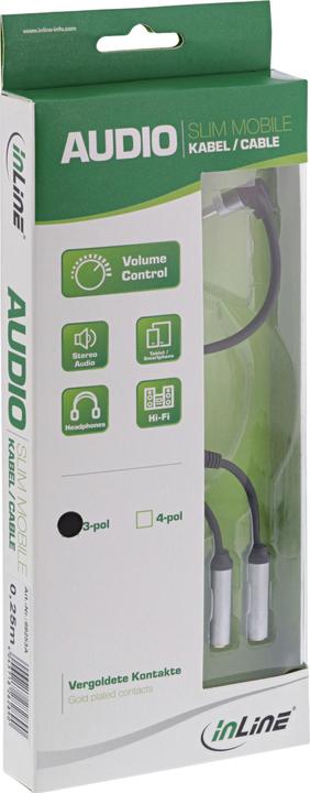 Produktbild InLine Slim Audio Y-Kabel Klinke 3 (0.25 m, 3.5mm Klinke (AUX))