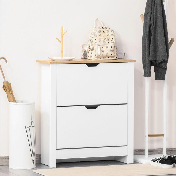 Immagine prodotto Swisshandel24 Scarpiera, 2 scomparti, 12 paia di scarpe, 72cmx26cmx80cm, bianco + marrone