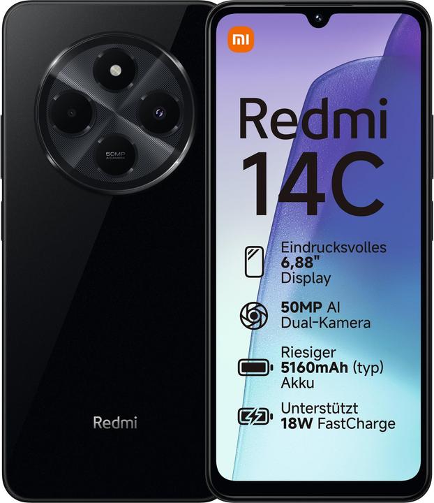 Actual product image Xiaomi Redmi 14C (128 GB, Midnight Black, 6.88", Dual SIM, 50 Mpx, 4G)