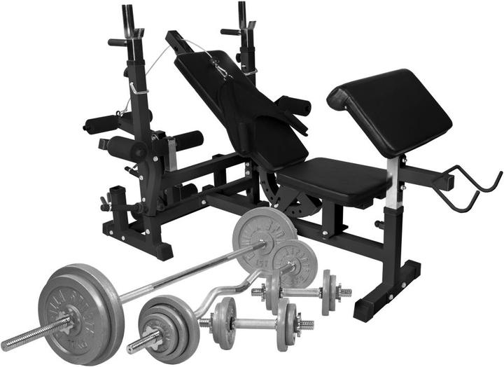Produktbild Gorilla Sports Hantelbank Kraftstation & Langhantelset