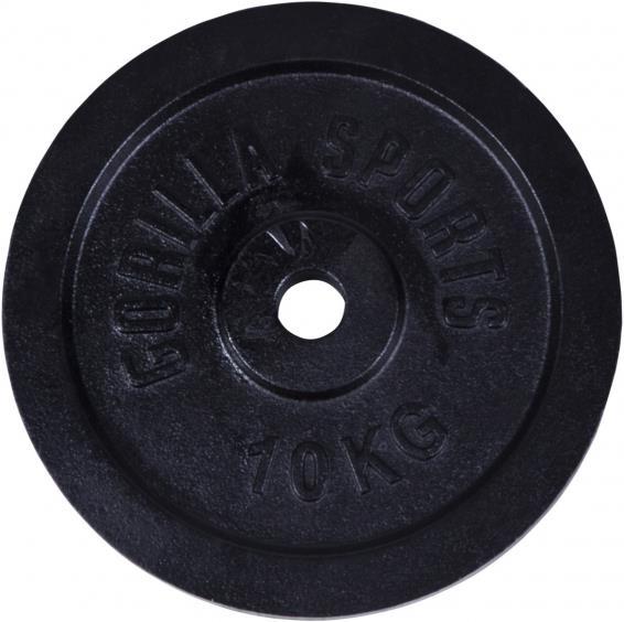 Produktbild Gorilla Sports Hantelscheibe Guss Schwarz 1,25-15 KG (1 x 10 kg)