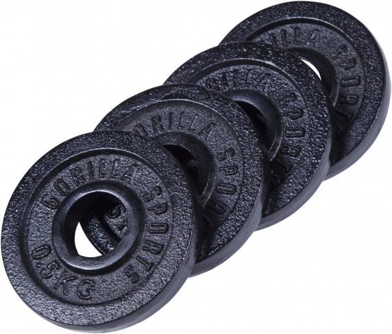 Produktbild Gorilla Sports Hantelscheibe Guss Schwarz 1,25-15 KG (4 x 10 kg)