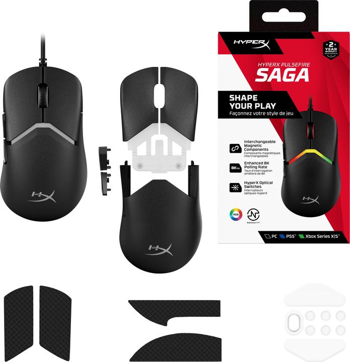 Actual product image HP HyperX Pulsefire Saga Gaming Mouse (Black) (Cable)