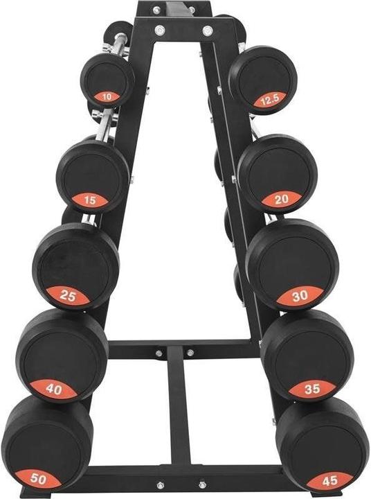 Produktbild Gorilla Sports Profi Kompakt Langhantelset mit Ablage (1 x 10 kg, 1 x 15 kg, 1 x 20 kg, 1 x 25 kg, 1 x 12.5 kg, 1 x 30 kg, 1 x 35 kg, 1 x 40 kg, 1 x 45 kg, 1 x 50 kg)