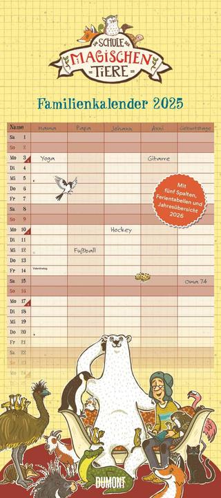 Produktbild Schule der magischen Tiere Familienkalender 2025 - Wandkalender - Familienplaner mit 5 Spalten - (22 x 49 cm, Harter Einband, Deutsch)