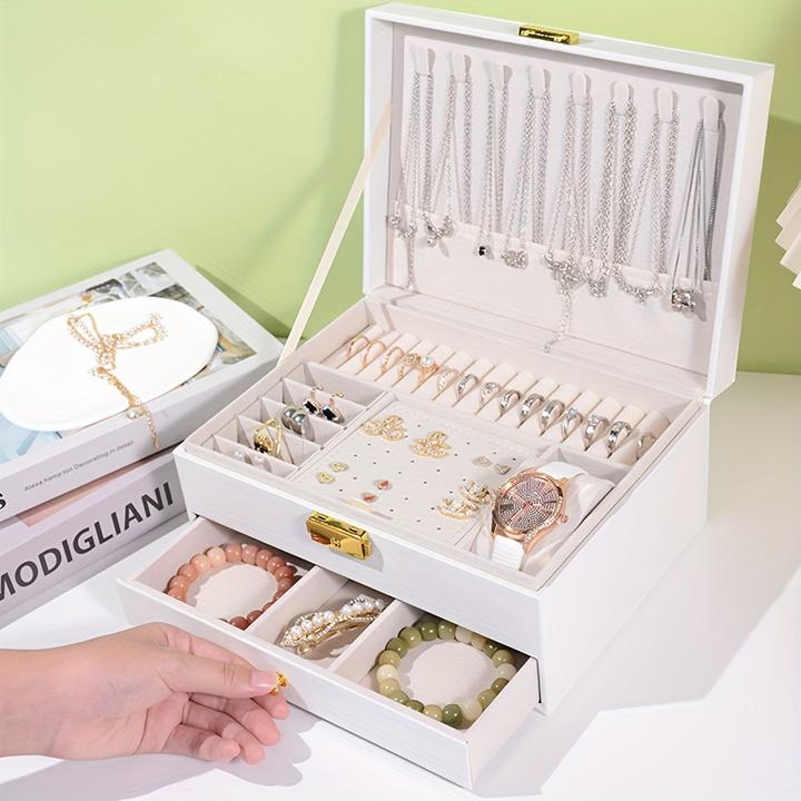 Actual product image Only-Bags.Store Leather jewellery organiser: two-layer jewellery box with removable compartments for necklaces