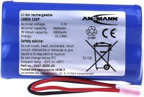 Actual product image Ansmann Li-Ion Battery Pack 1S2P (1 pcs., 18650, 7000 mAh)