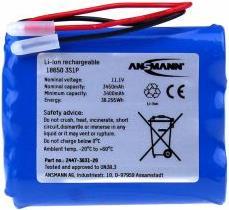 Immagine prodotto Ansmann Pacco batterie Li-Ion 3S1P (1 pz., 18650, 3500 mAh)