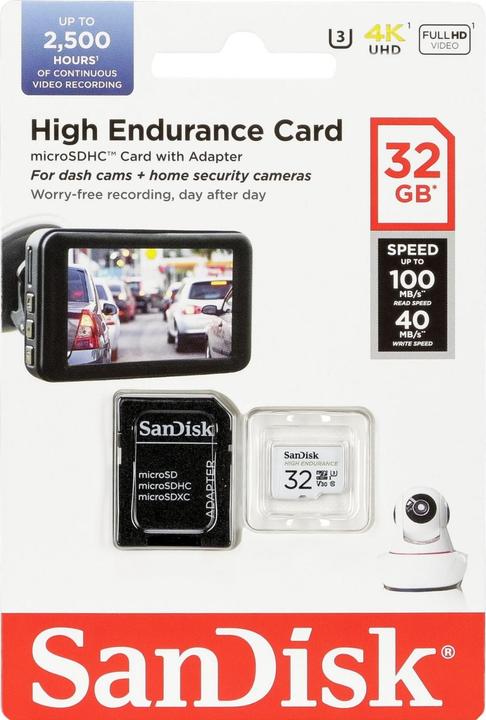 Actual product image SanDisk High Endurance (32 GB, microSDHC, U3, UHS-I)