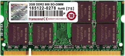 Actual product image Transcend 2Gb,DDR2,800MHz,SDRAM,200pin SODIMM (1 x 2GB, 400 MHz, DDR2-RAM, SO-DIMM)
