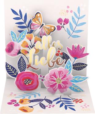 Pop-Up Karte - Zum Geburtstag alles Liebe Blumen