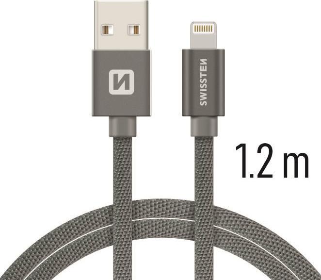 Produktbild Swissten Datenkabel Textil USB / Lightning 1.2 M (1.20 m, USB 3.2 Gen 1)