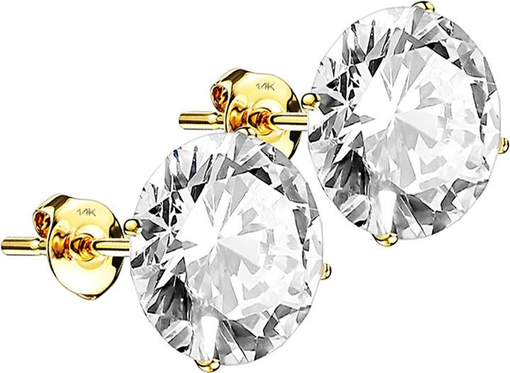 Produktbild Star Piercing Ohrstecker 14k gold mit rundem Kristall silber (14k Gold, ohne Messing)