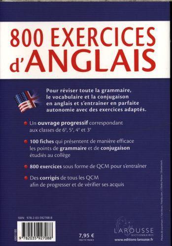 Actual product image 800 exercises d'anglais: spécial collège (Collectif, French)