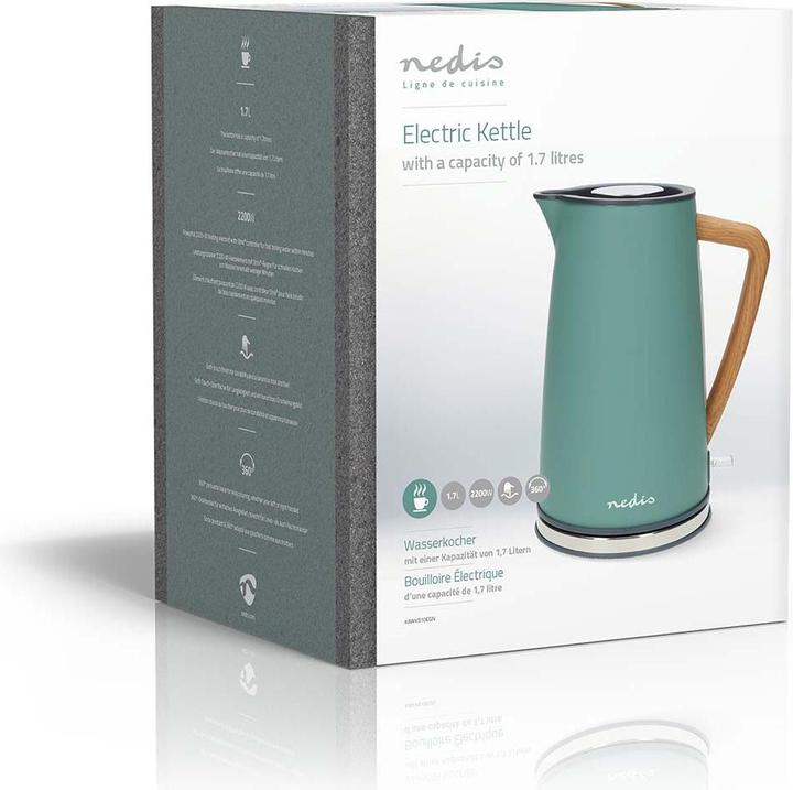 Produktbild Nedis Wasserkocher | 1.7 l | Soft-Touch | Grün | Um 360 Grad drehbar | Verdecktes Heizelement | Stri (1.70 l)