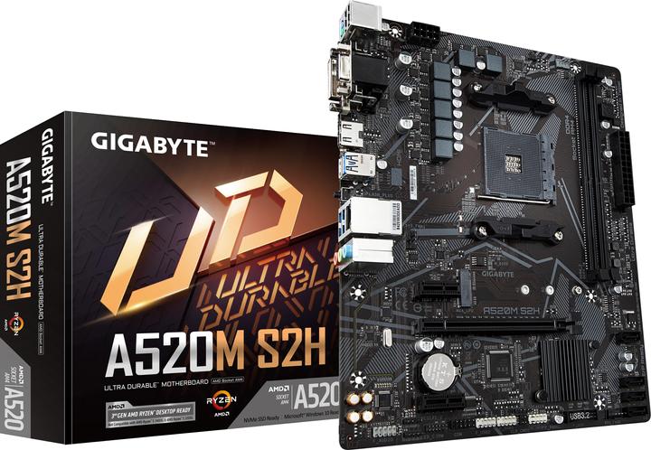 Gigabyte A520M S2H 1.0 Prozessorfamilie AMD, Prozessorsockel AM4 (AM4, AMD A520, mATX)