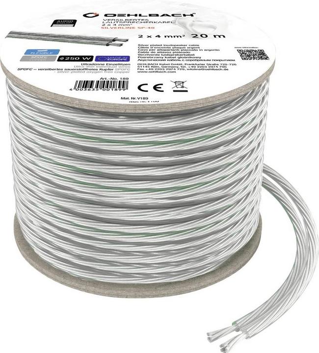 Productafbeelding Oehlbach LS kabel luidsprekerkabel 2x4mm², 20 M spoel (20 m, 4 mm²)