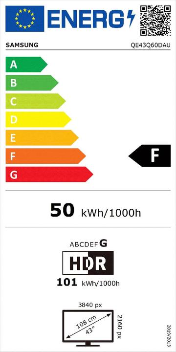 Energie-Label Samsung Q60D (43", Q60D, QLED, Full HD)