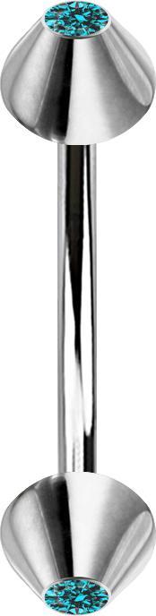 Actual product image Star Piercing Micro Banane silber mit zwei Cones Kristall aqua (without brass, Surgical steel 316L)