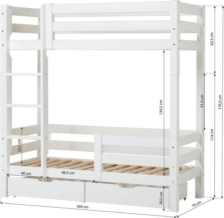 Immagine prodotto Hoppekids Letto a castello a soppalco ECO Luxury in 70 x 160 cm con protezione anticaduta e scala dritta (70 x 160 cm)