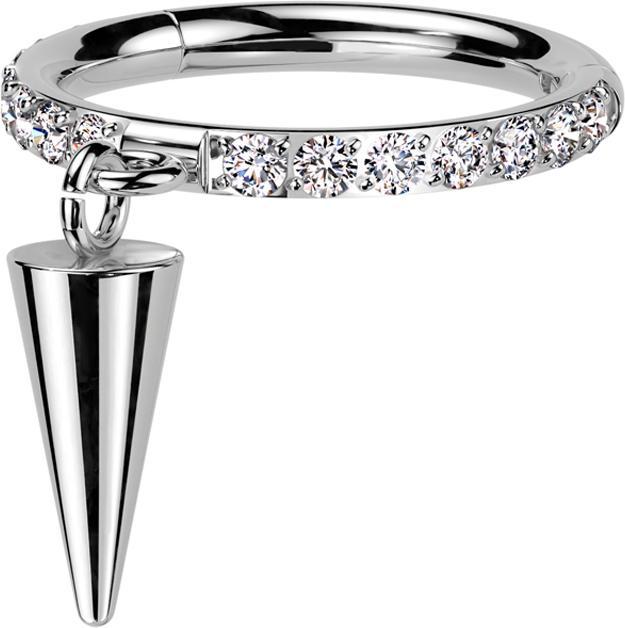 Produktbild Star Piercing Micro Segmentring klappbar silber seitlich Kristalle silber Anhänger waagerecht Cone (ohne Messing, Titan G23)