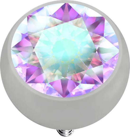Produktbild Star Piercing Dermal Anchor Kugel silber mit Kristall multicolor (ohne Messing, Titan G23)