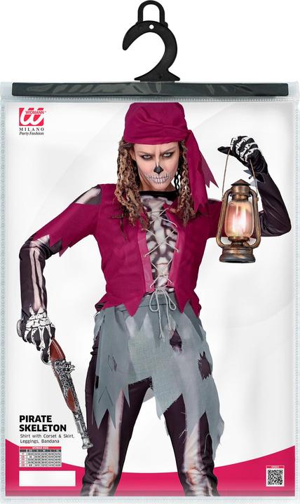 Image du produit Widmann Squelette de pirate costume femme chemise avec corset et jupe, leggings, foulard (XS)