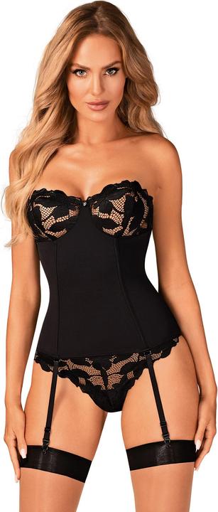Actual product image Obsessive Corset with suspenders Editya- black (M/L)