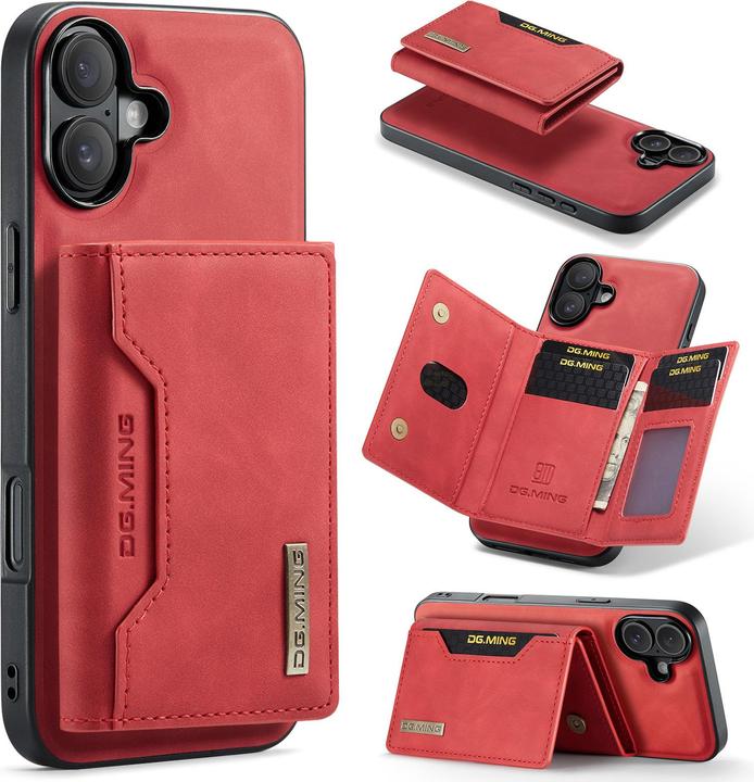 Immagine prodotto Dg.Ming iPhone 13 - Etui, Leder-Optik, Kartenfach & Magnetverschluss, Rot (Apple iPhone 13)