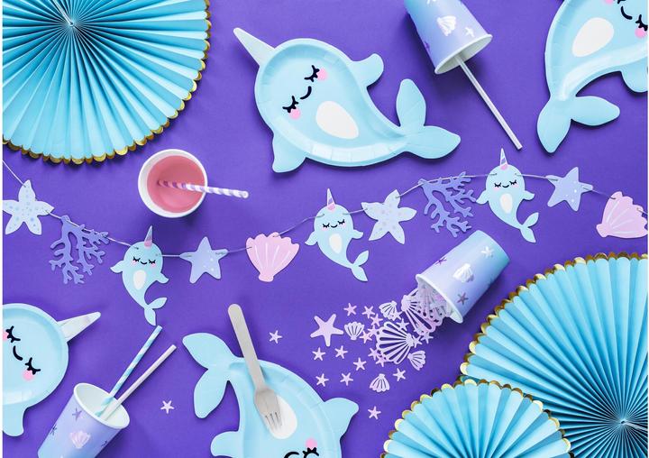 Produktbild Partydeco Girlande Narwal 1 m, Blau/Rosa/Violett