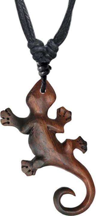 Actual product image Chaotic Trading Halskette schwarz Anhänger Geko aus Narra Holz (Organic, without brass)