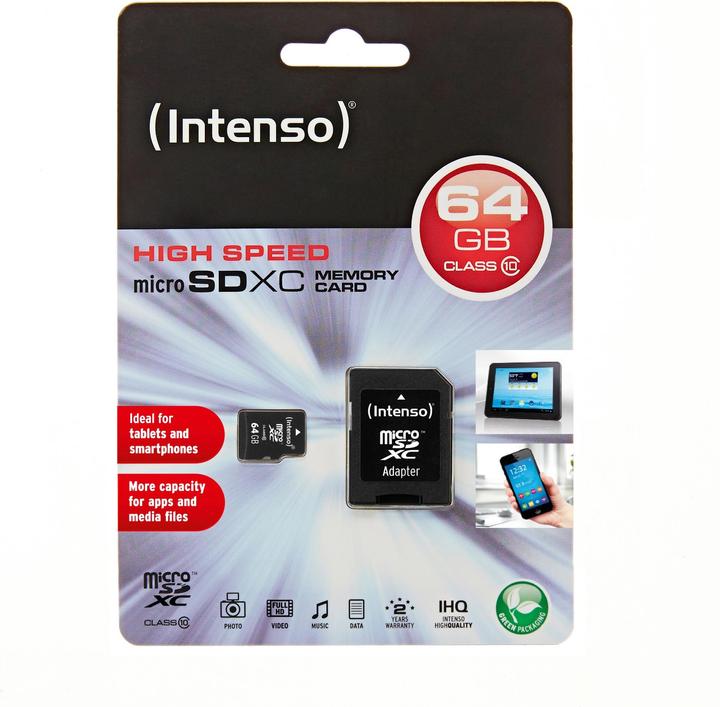 Produktbild Intenso microSD Class 10 (64 GB, microSDXC, U1)