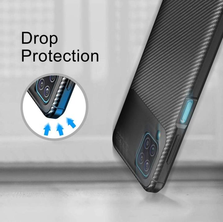 Actual product image Screenguard Samsung Galaxy A12 Cover Carbon Design TPU Case (Samsung Galaxy A12)