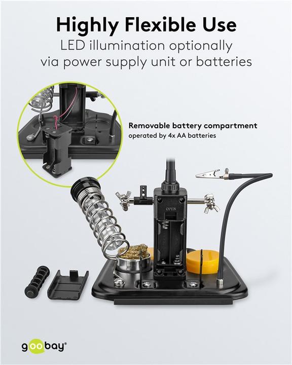 Produktbild Goobay Löthilfe mit LED-Leuchte (Stütze/Hand)