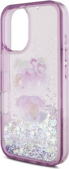 Actual product image Hello Kitty HKHCP16SL50PPU iPhone 16 6.1" fioletowy/purple hardcase Liquid Glitter 50TH Anniver (Apple iPhone 16)