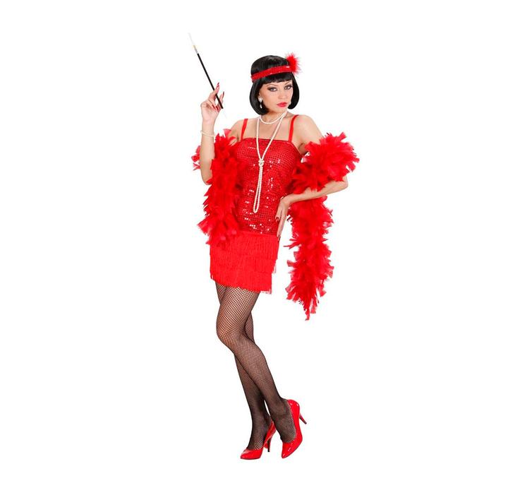 Image du produit Widmann Robe Charleston avec bandeau et plumes rouge (S, M, L)