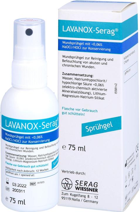 Actual product image Serag Wiessner LAVANOX wound spray gel (hydrogel), 75 ml GEL (75 ml)