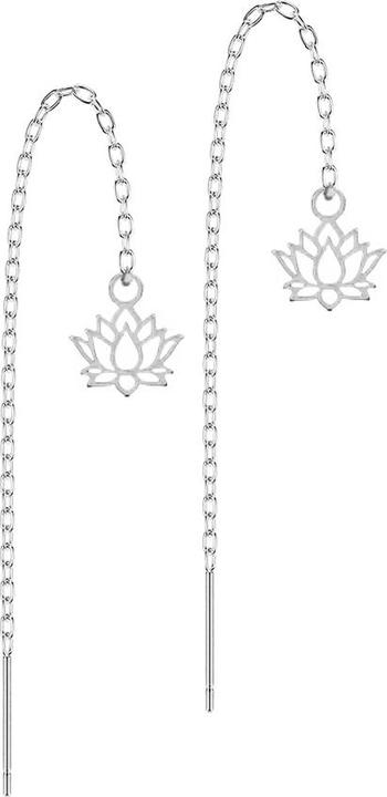 Produktbild Chaotic Trading Ohrstecker silber freifallende Kette Lotusblume (ohne Messing, Chirurgenstahl 316L)