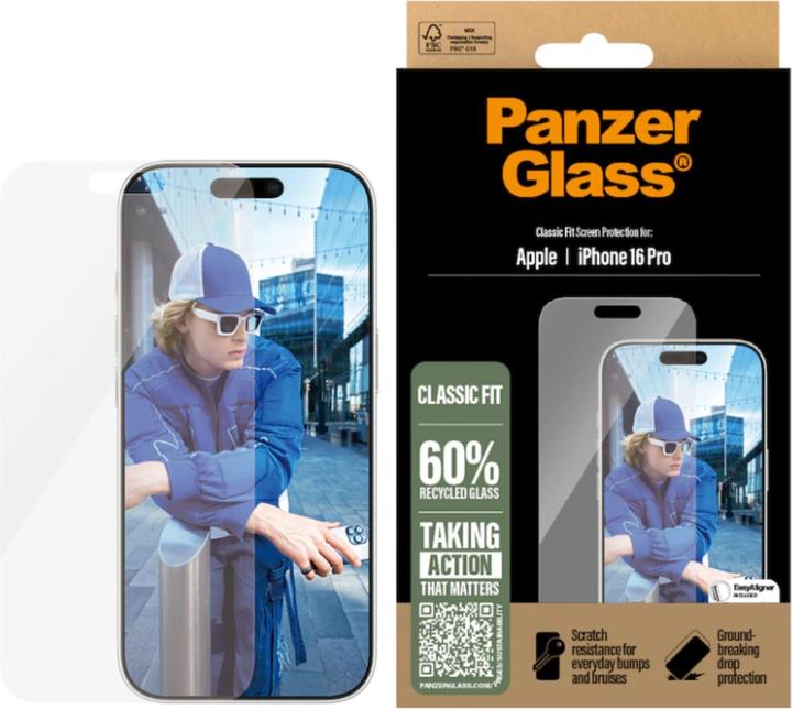 PanzerGlass Classic Fit (1 Stück, Apple iPhone 16 Pro)