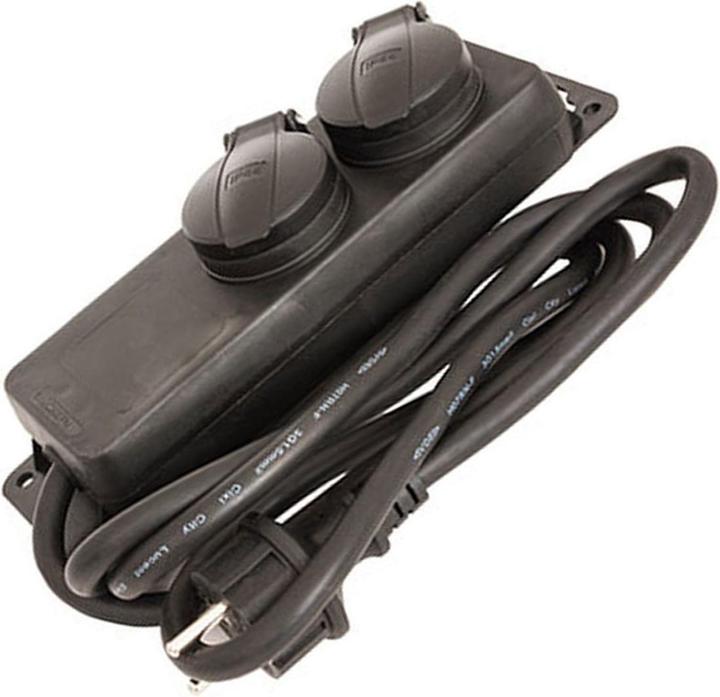 Immagine prodotto AccuCell Presa Schuko a striscia da esterno a 2 pieghe con sportello, IP44 sezione 1,5mm² (CEE 7/3)