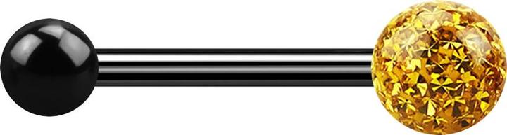 Produktbild Star Piercing Barbell schwarz mit Kugel und Kristallkugel topaz Epoxy Schutzschicht (Titan G23, ohne Messing)