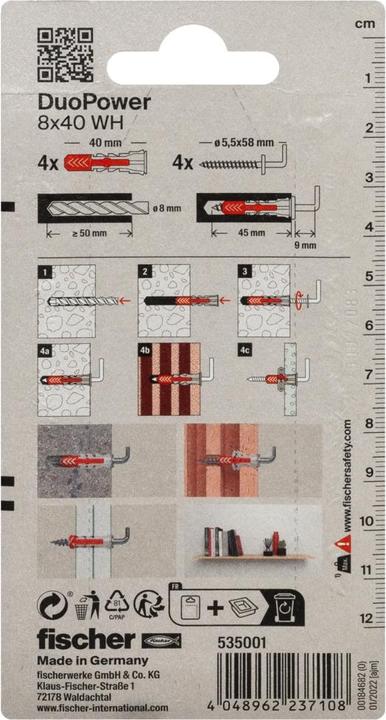 Immagine prodotto Fischer SB Nylondübel Duopower con ganci ad angolo (4 pz.)